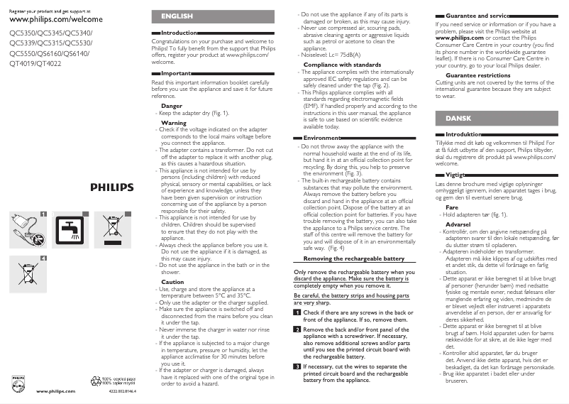 Page 1 de la notice Manuel utilisateur Philips Series 5000 QC5340