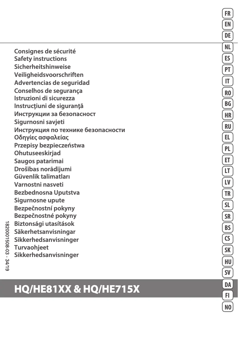 Page 1 de la notice Instructions de sécurité Rowenta Air Force Intense HQ7152