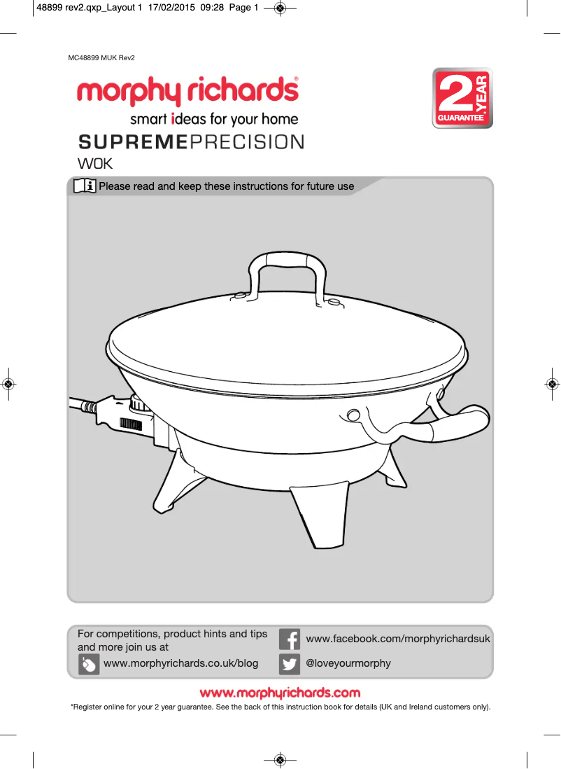Page 1 de la notice Manuel utilisateur Morphy Richards 48899