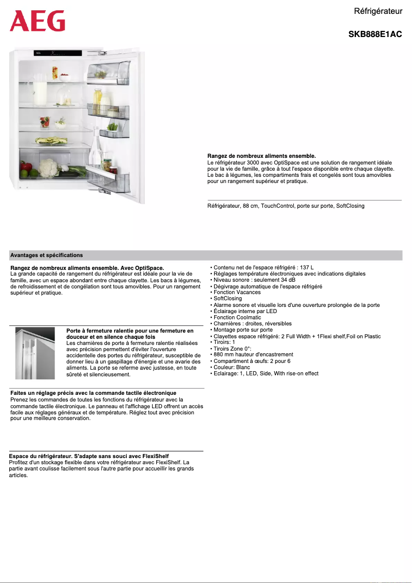 Image de la première page du manuel de l'appareil SKB888E1AC
