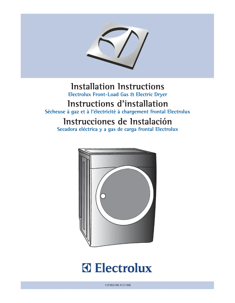 Page 1 de la notice Guide d'installation Electrolux EWMED6CHTS