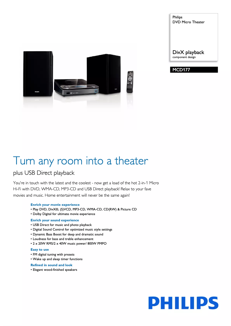 Imagen de la primera página del manual del dispositivo MCD177