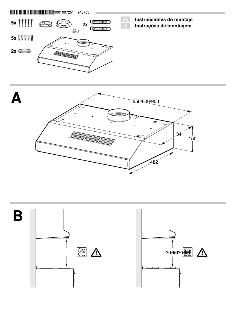 Page 1 de la notice Guide d'installation Bosch DHU685U