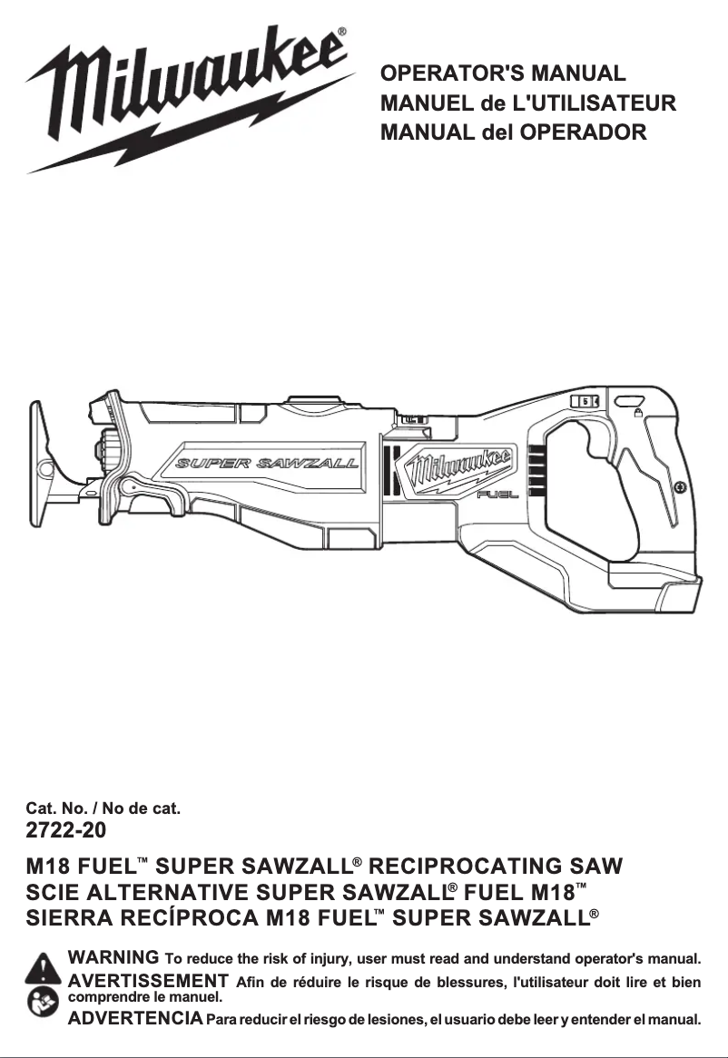 Page 1 de la notice Manuel utilisateur Milwaukee M18 Fuel 2722-21HD