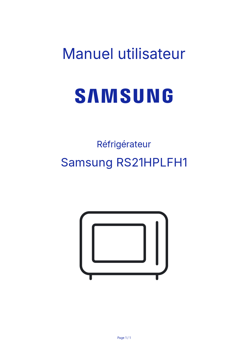 Page n°1 - Manuel utilisateur Samsung RS21HPLFH1