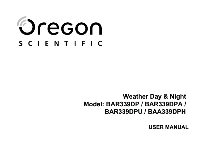 Page 1 de la notice Manuel utilisateur Oregon Scientific BAR339DPA