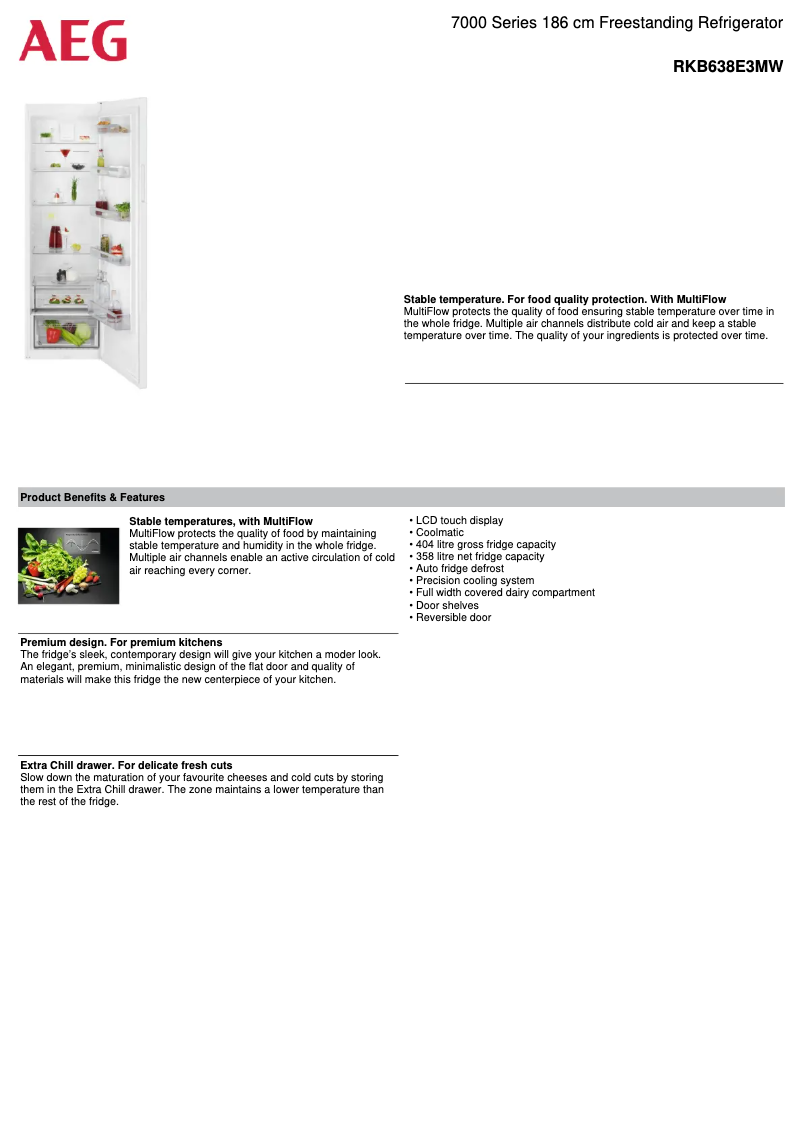 Page 1 de la notice Fiche technique AEG RKB638E3MW