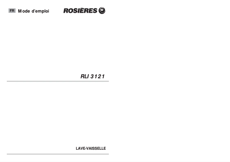 Page 1 de la notice Manuel utilisateur Rosieres RLI 3121 RB
