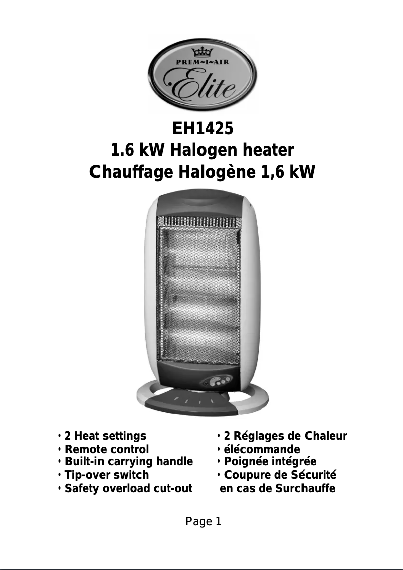 Página 1 del manual Manual de usuario Prem-I-Air EH1425