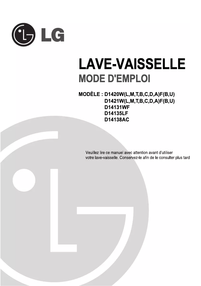 Image de la première page du manuel de l'appareil D14135LF