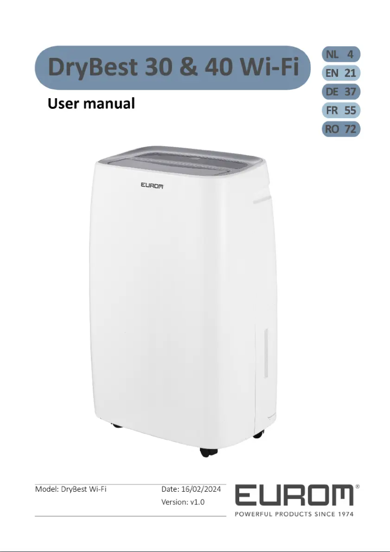 Page n°1 - Manuel utilisateur Eurom DryBest 40 WiFi