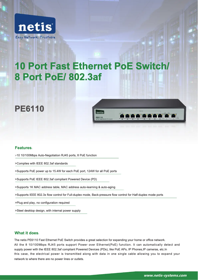 Image de la première page du manuel de l'appareil PE6110