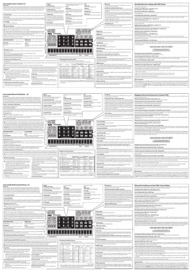Page n°1 - Manuel utilisateur Korg volca sample OK GO edition