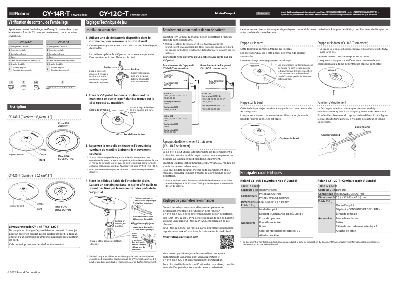Page 1 de la notice Manuel utilisateur Roland CY-14R-T