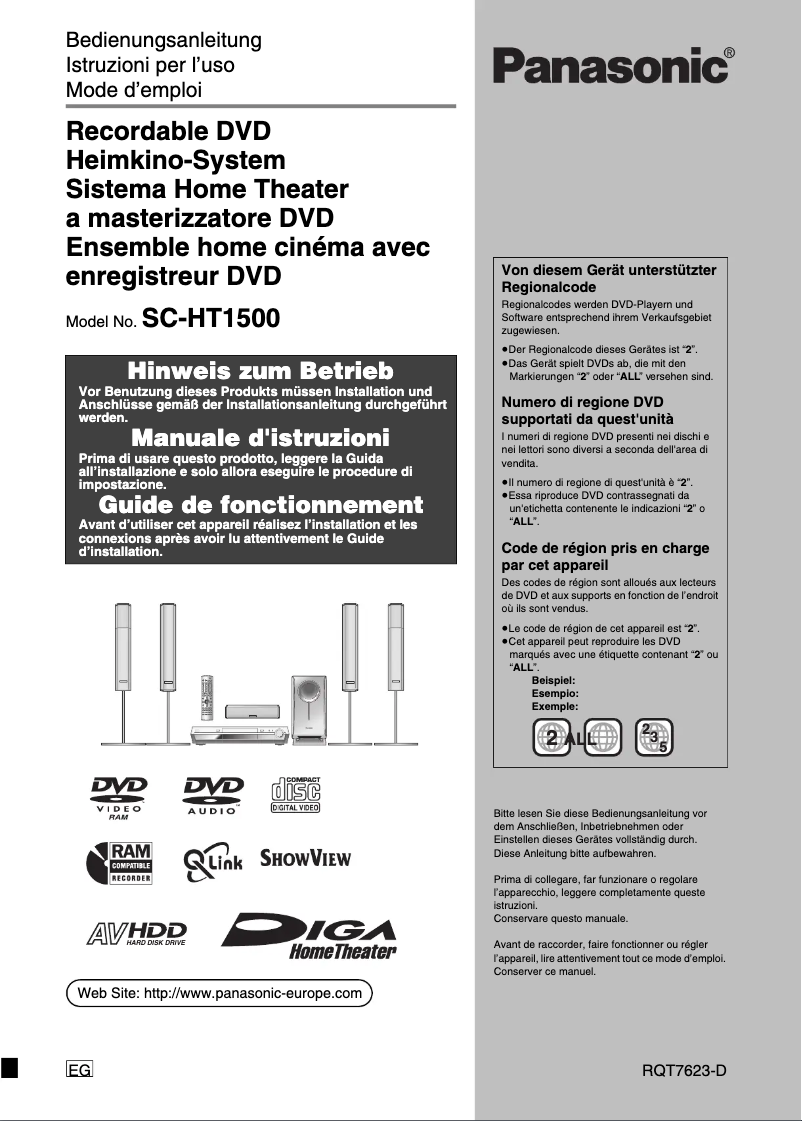 Image de la première page du manuel de l'appareil SC-HT1500