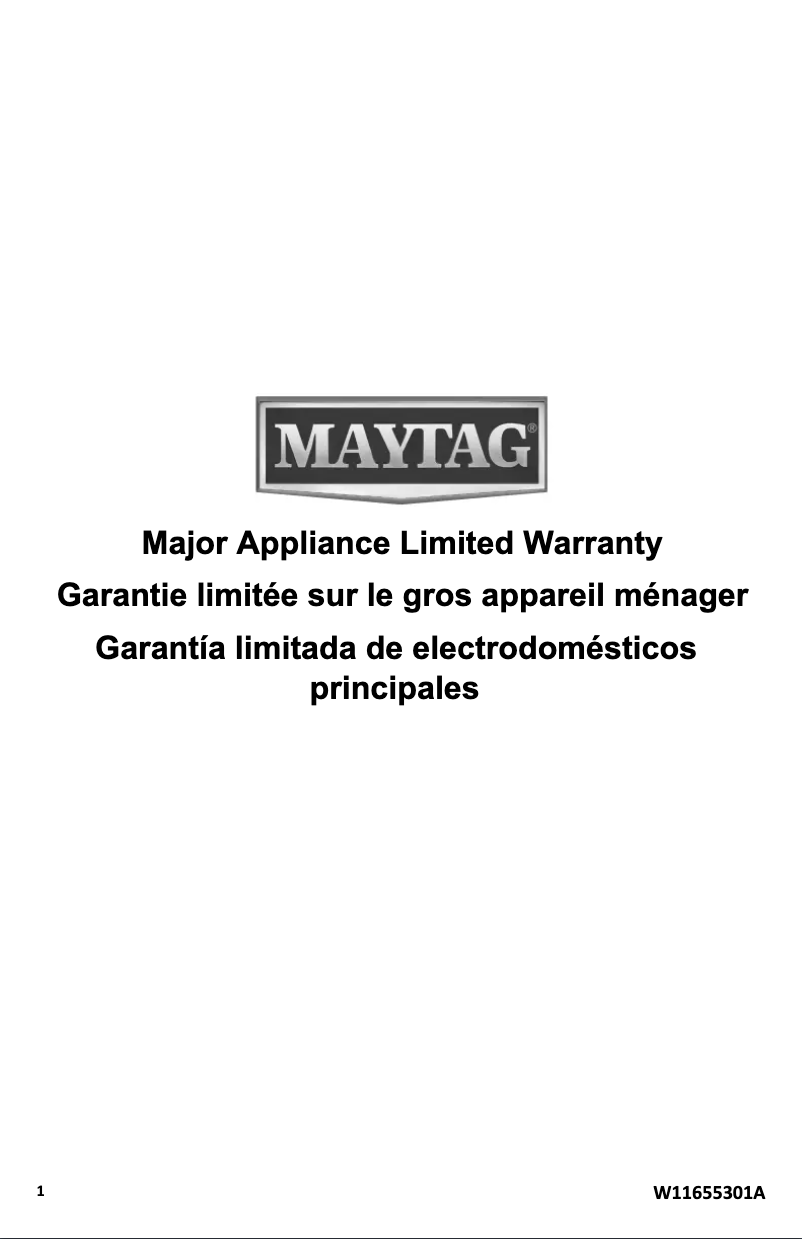 Page 1 de la notice Informations de garantie Maytag MDTS4224PZ