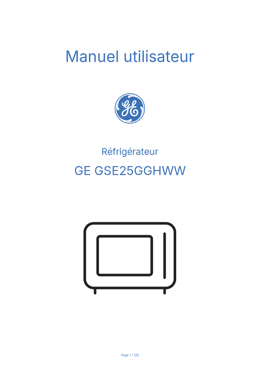 Image de la première page du manuel de l'appareil GSE25GGHWW