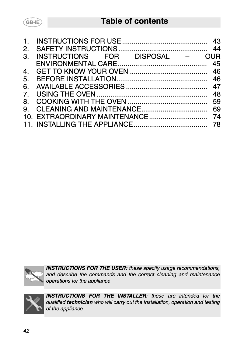 Page 1 de la notice Manuel utilisateur Smeg SCP112NE2
