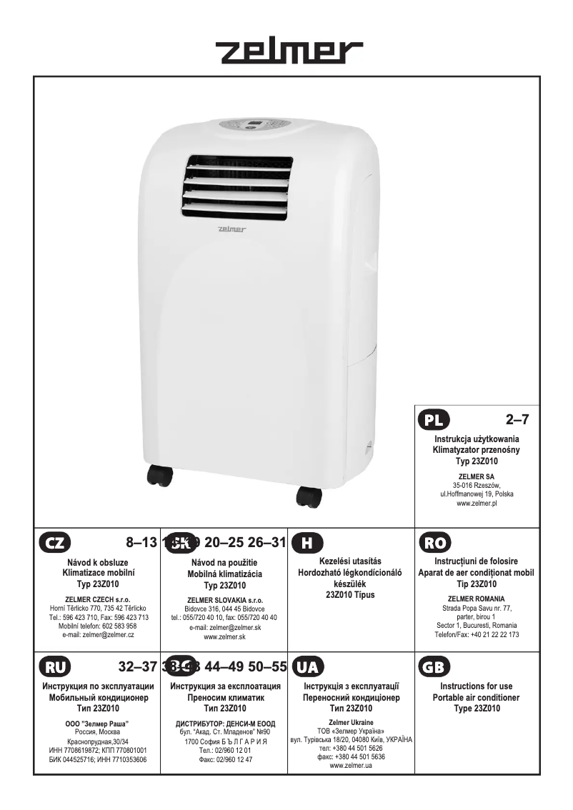 Page 1 de la notice Manuel utilisateur Zelmer 23Z010