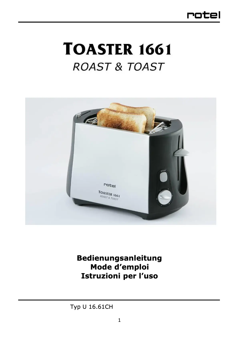 Page 1 de la notice Manuel utilisateur Rotel 1661