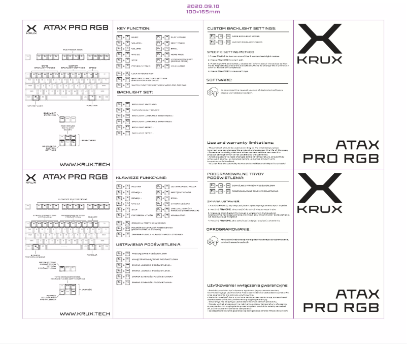 Page 1 de la notice Manuel utilisateur KRUX Atax Pro RGB