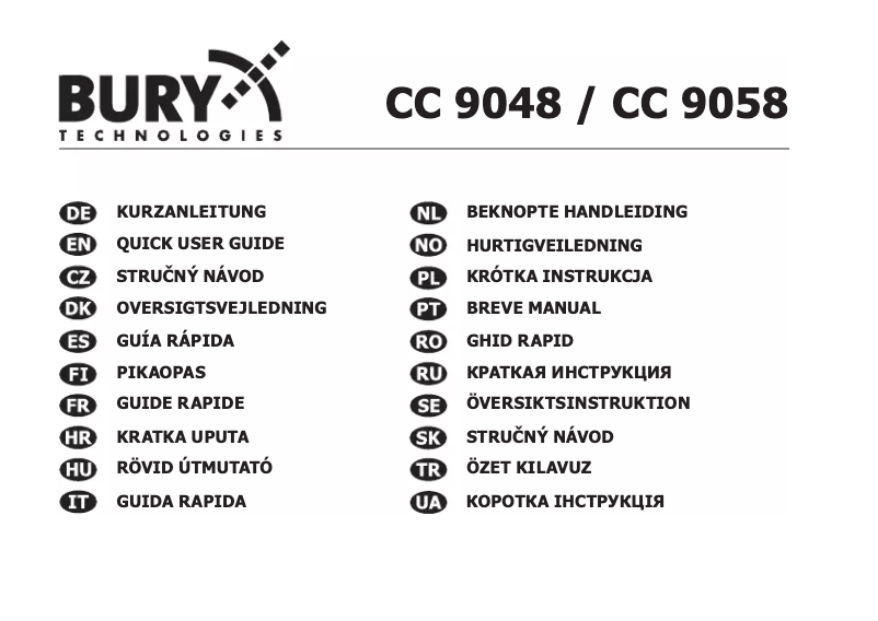 Page n°1 - Manuel utilisateur Bury CC 9058