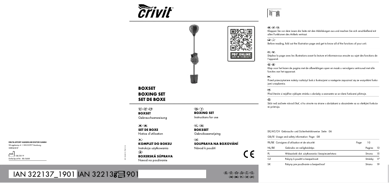 Page 1 de la notice Manuel utilisateur Crivit IAN 322137
