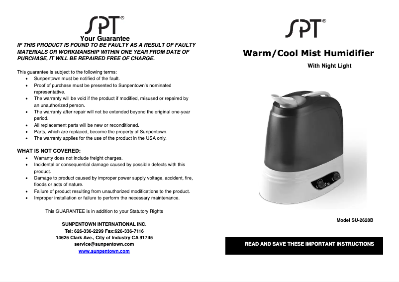 Image de la première page du manuel de l'appareil SU-2628B