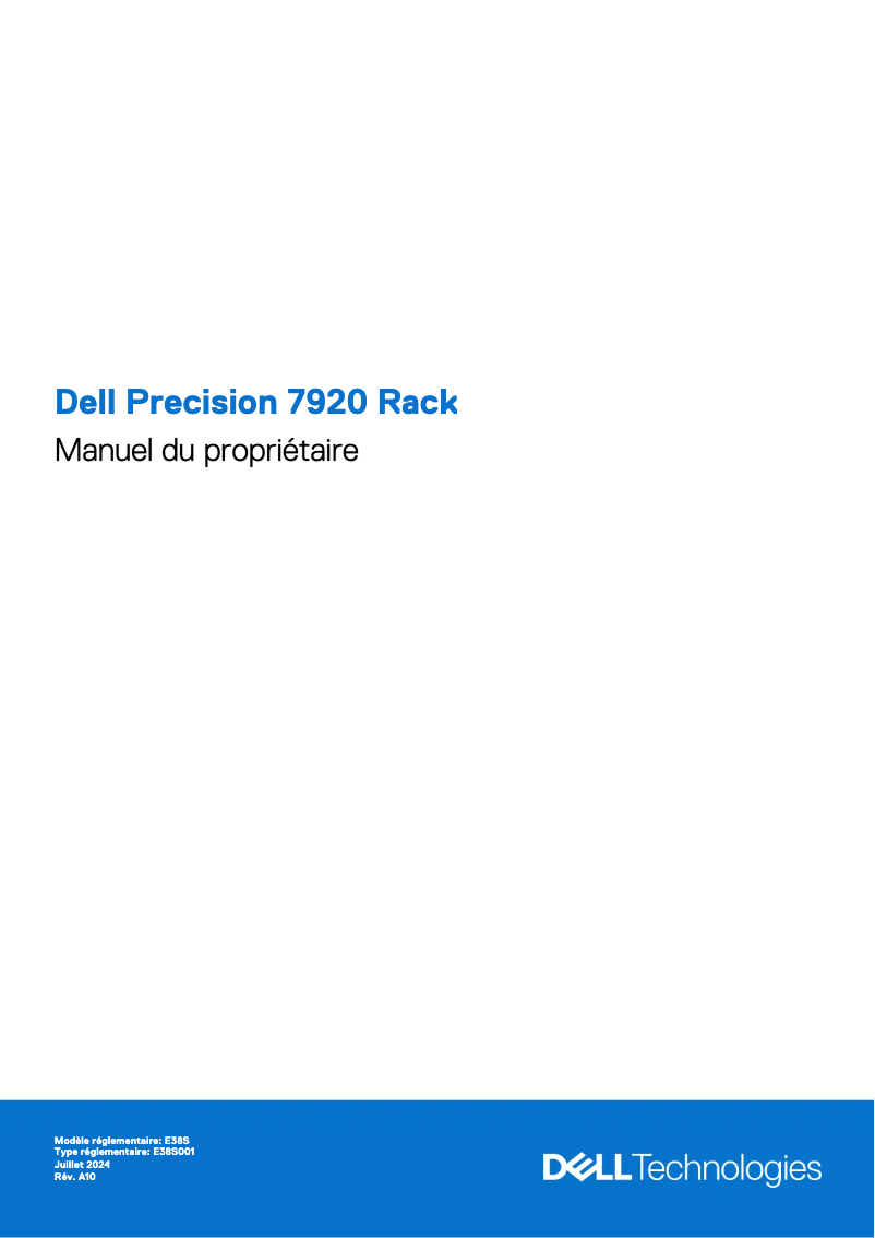 Page 1 de la notice Guide de démarrage rapide Dell Precision 7920 Rack