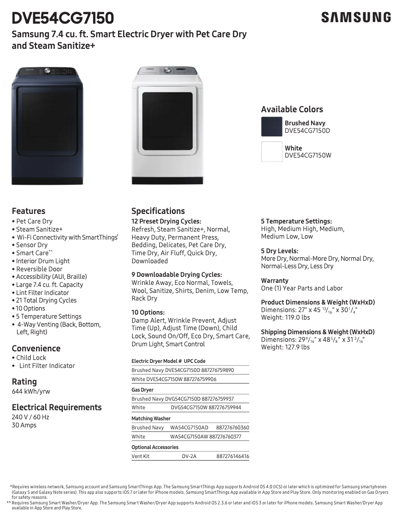 Image de la première page du manuel de l'appareil DVE54CG7150D