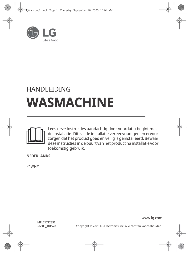 Page 1 de la notice Manuel utilisateur LG F4WN709S1