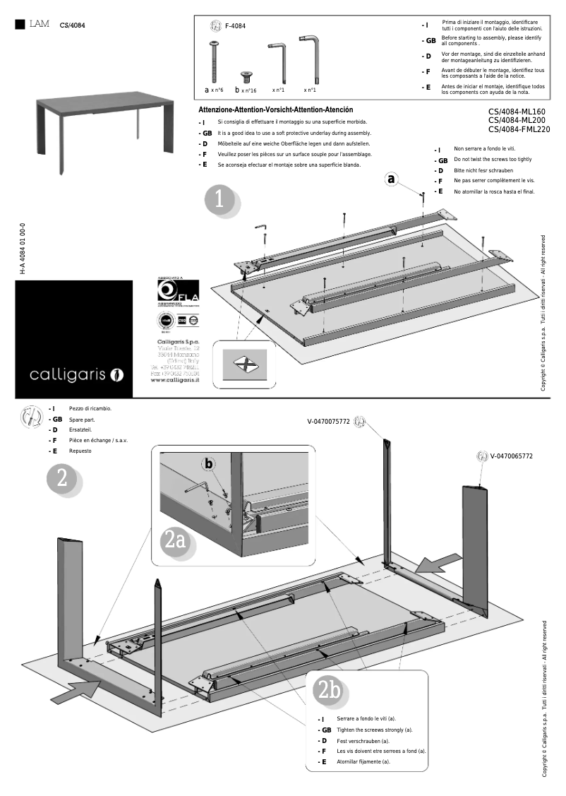 Page n°1 - Manuel utilisateur Calligaris .com Lam