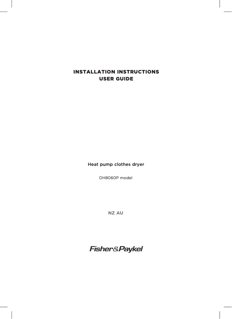 Page 1 de la notice Manuel utilisateur Fisher & Paykel DH8060C1