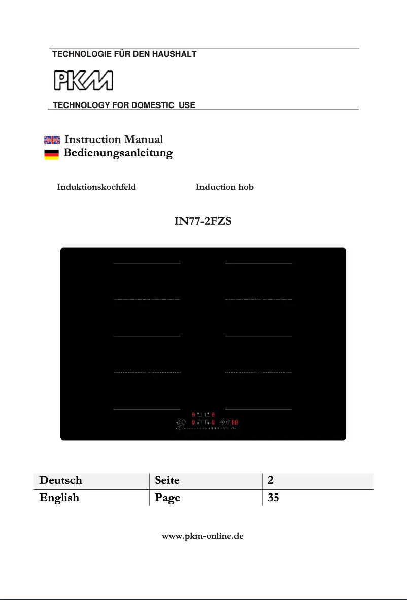 Page 1 de la notice Manuel utilisateur PKM IN77-2FZS