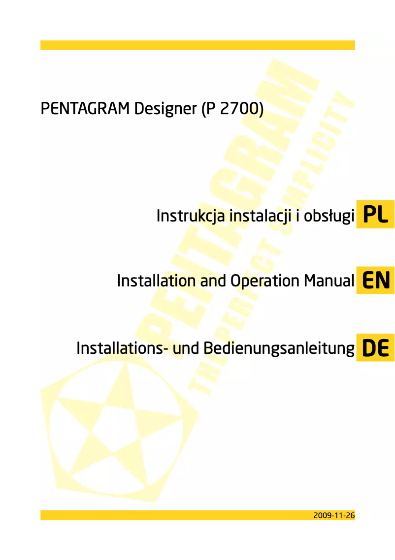 Image de la première page du manuel de l'appareil Designer P 2700