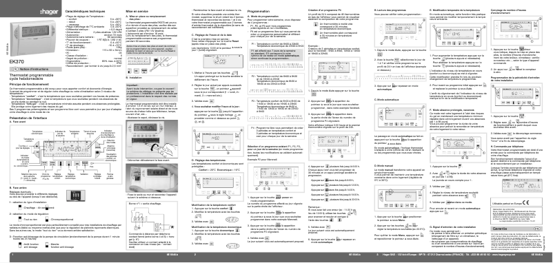 Page 1 de la notice Manuel utilisateur Hager EK370