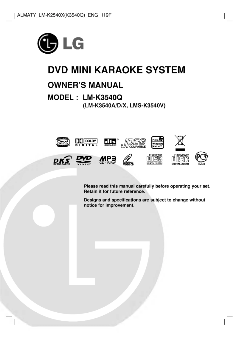 Page 1 de la notice Manuel utilisateur LG LM-K2540X