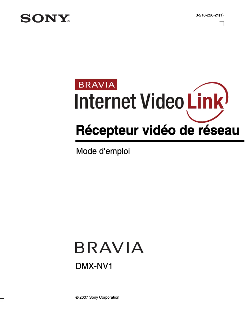 Page n°1 - Manuel utilisateur Sony DMX-NV1