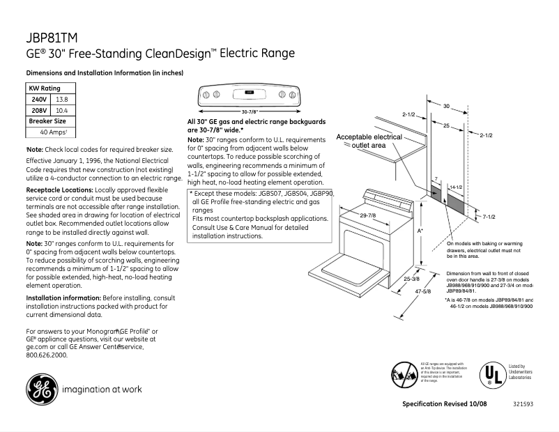 Image de la première page du manuel de l'appareil JBP81TMCC