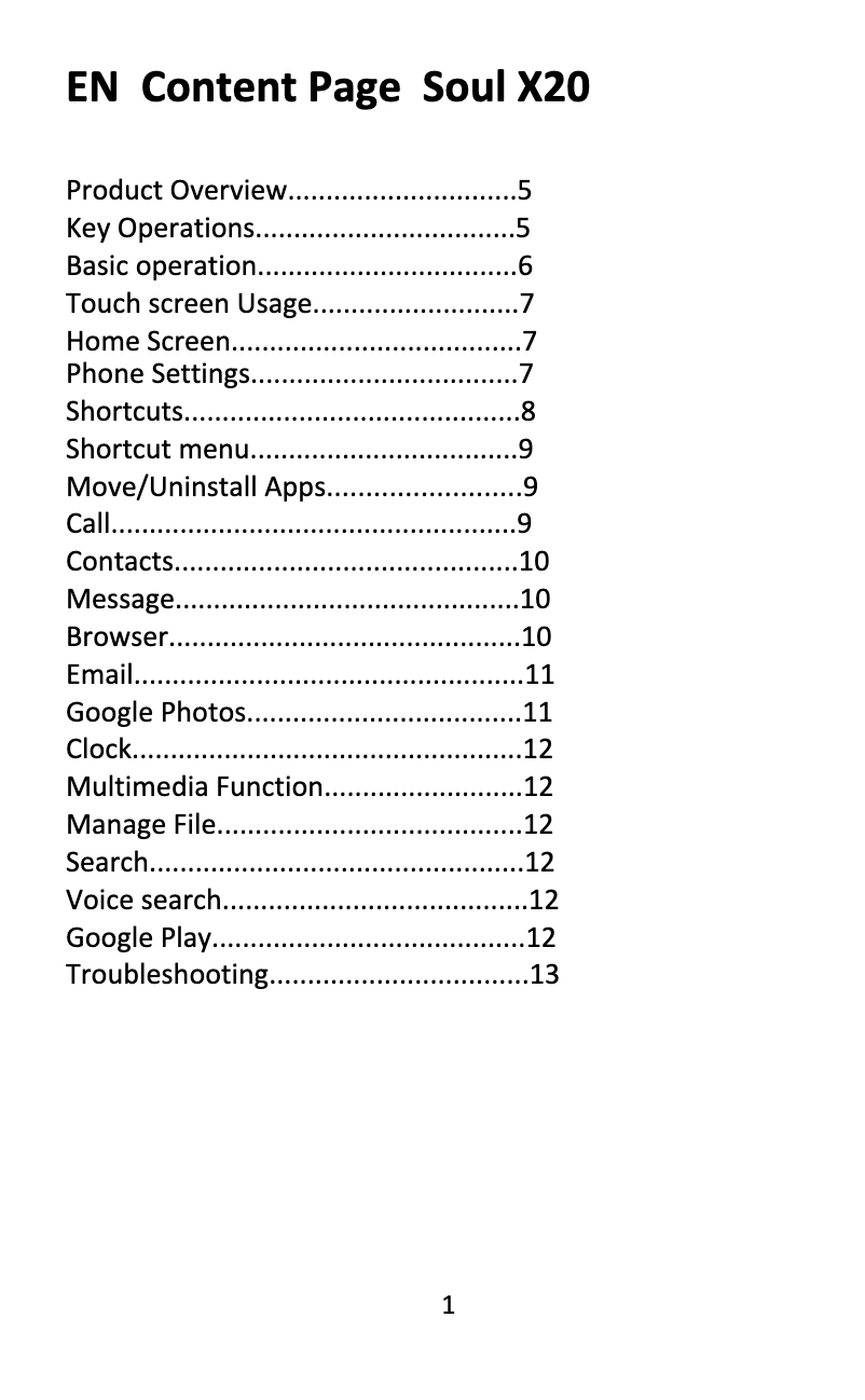 Image de la première page du manuel de l'appareil Soul X20