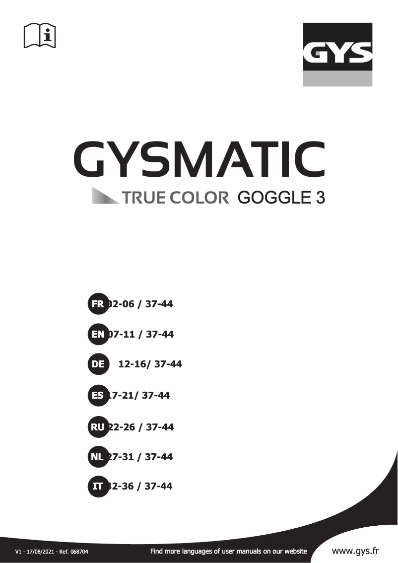 Image de la première page du manuel de l'appareil LCD Gysmatic Goggle 3