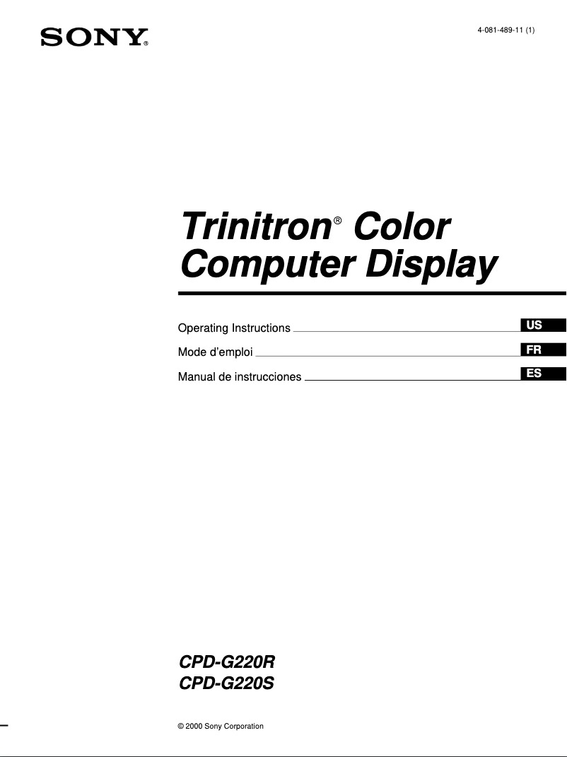 Page n°1 - Manuel utilisateur Sony CPD-G220R
