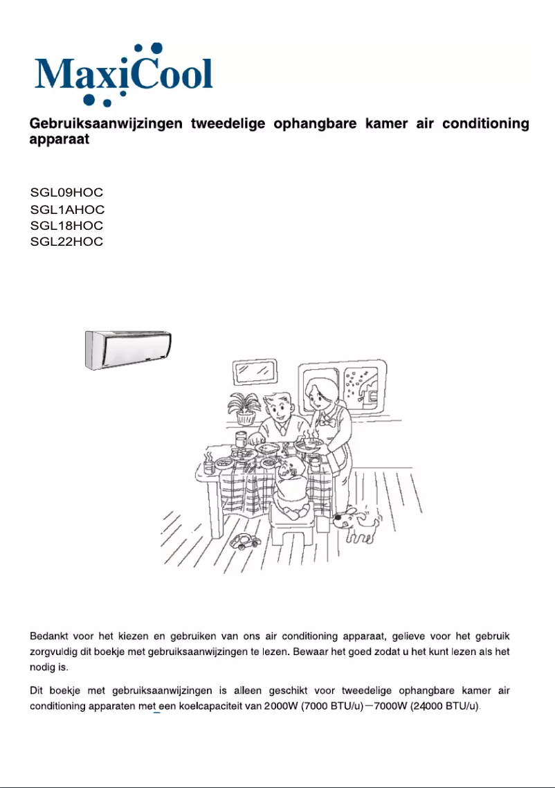 Page n°1 - Manuel utilisateur Maxicool SGL-09HOC