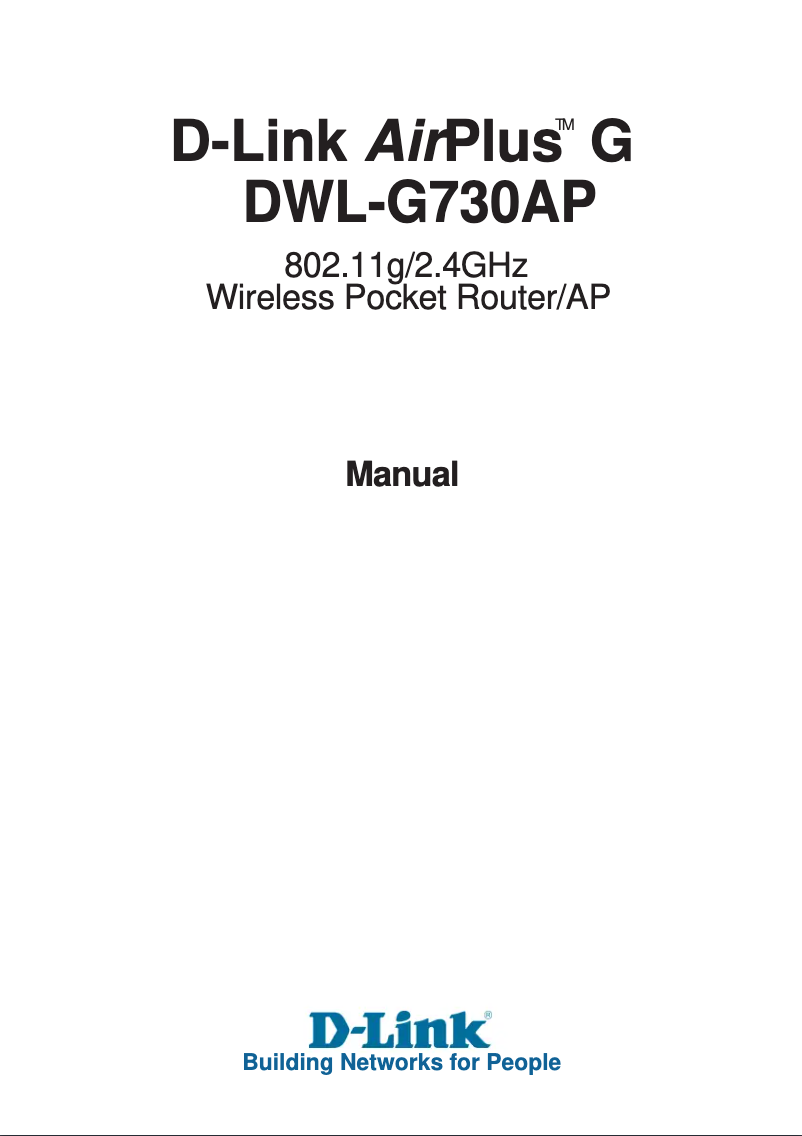 Page 1 de la notice Manuel utilisateur D-Link DWL-G730AP