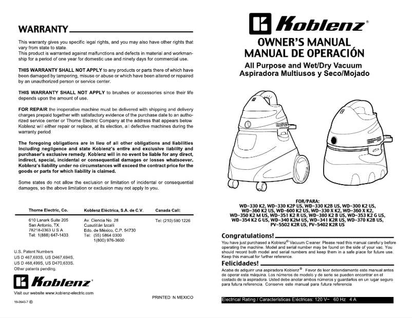 Page 1 de la notice Manuel utilisateur Koblenz WD-330 X K2