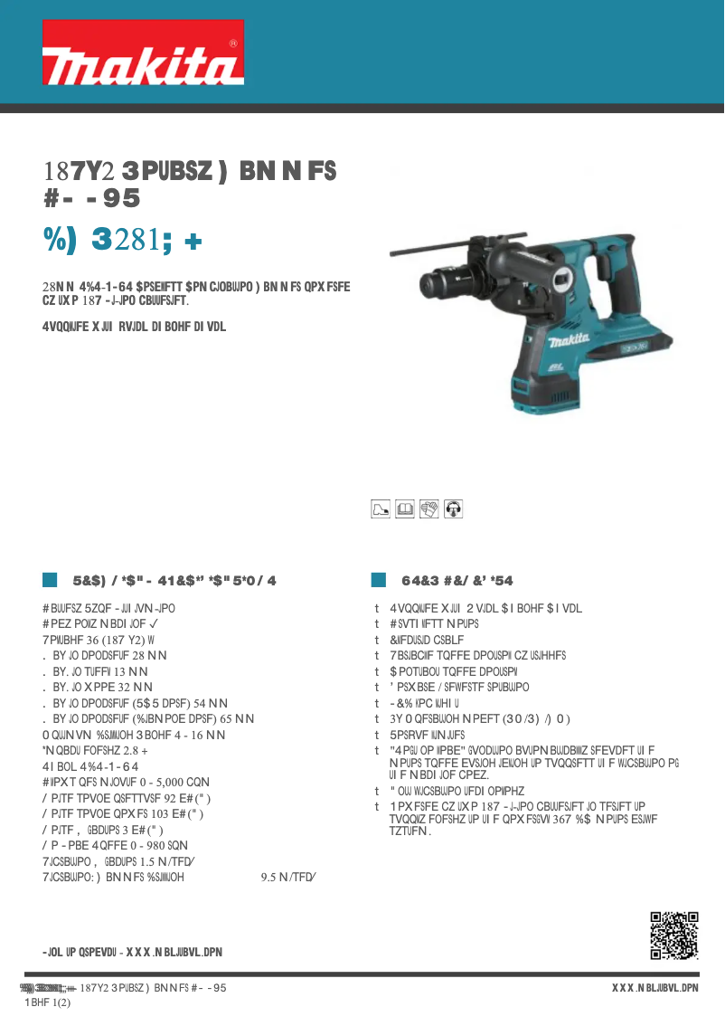 Page 1 de la notice Fiche technique Makita DHR281ZJ