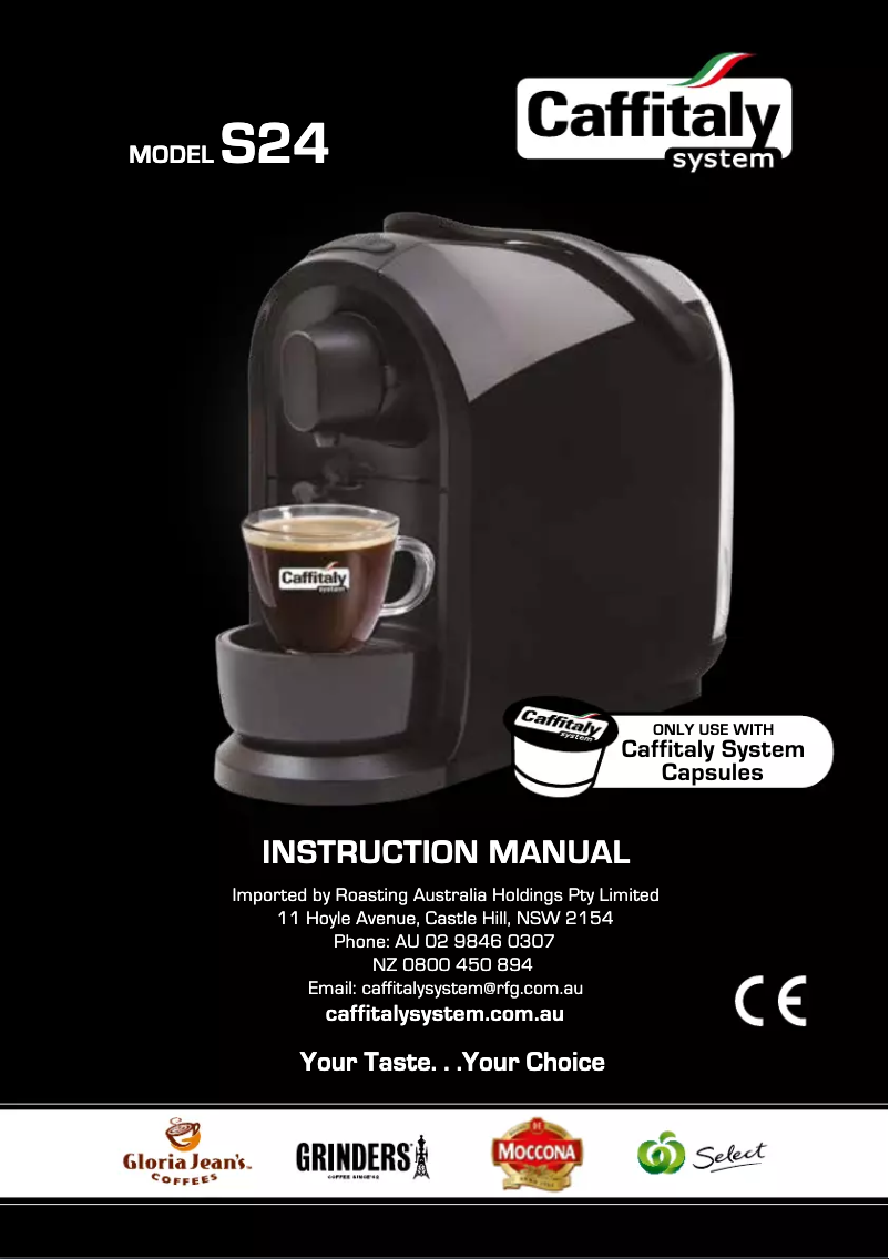 Page 1 de la notice Manuel utilisateur Caffitaly S24