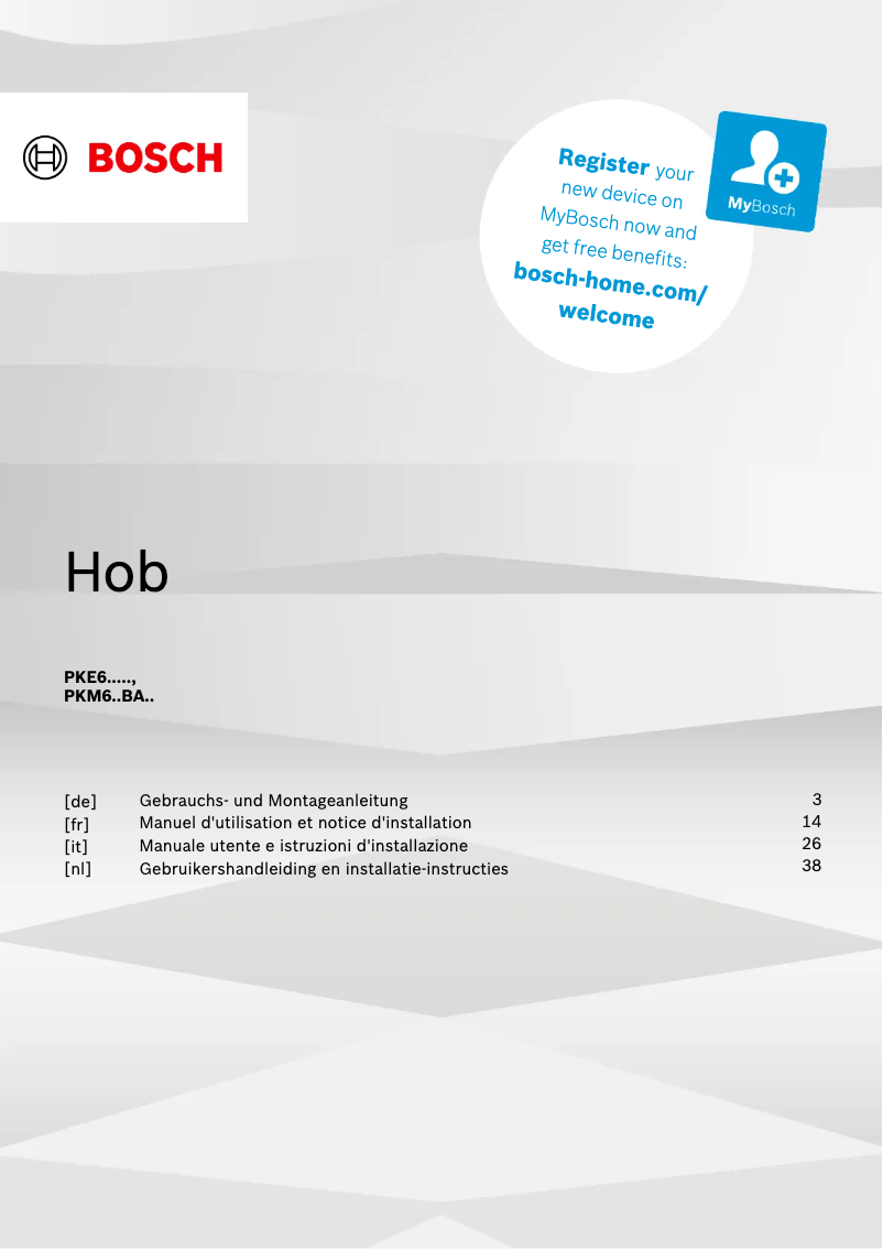 Page 1 de la notice Manuel utilisateur Bosch PKE611BA2E