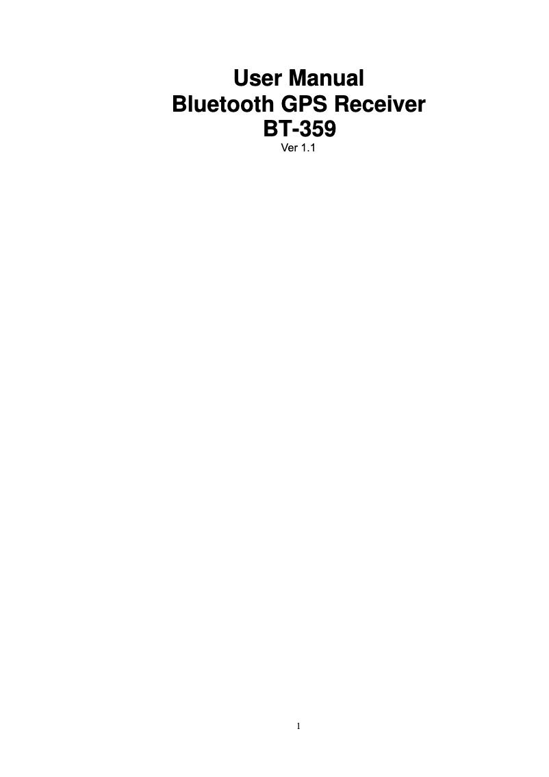 Page n°1 - Manuel utilisateur GlobalSat BT-339