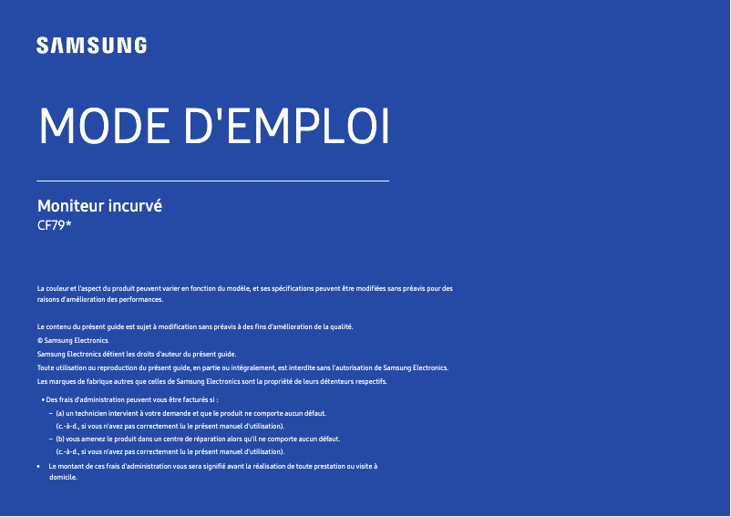 Page 1 de la notice Manuel utilisateur Samsung C34F791WQI